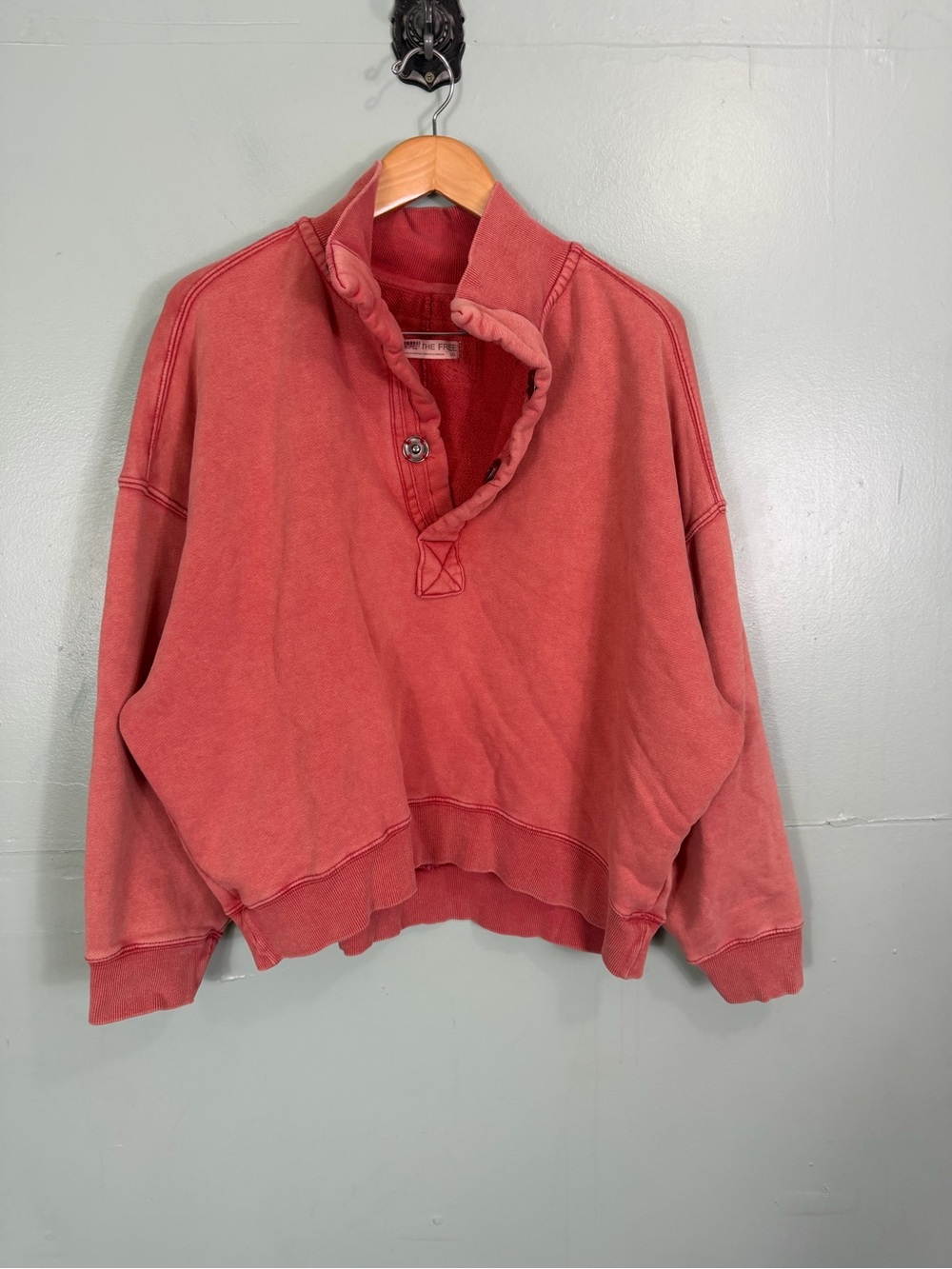 Free People Timeless Cotton‎ Blend Pullover Red Large Sweatshirt